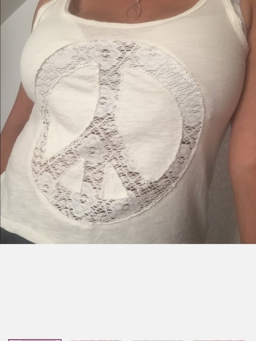 American Eagle Outfitters White Lace Peace Sign Tank